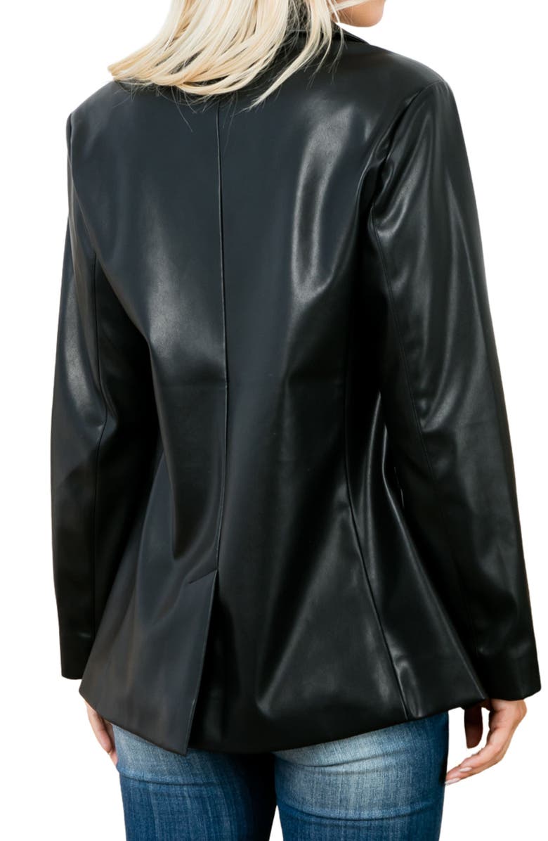 Stoosh Faux Leather Blazer, Alternate, color, Black