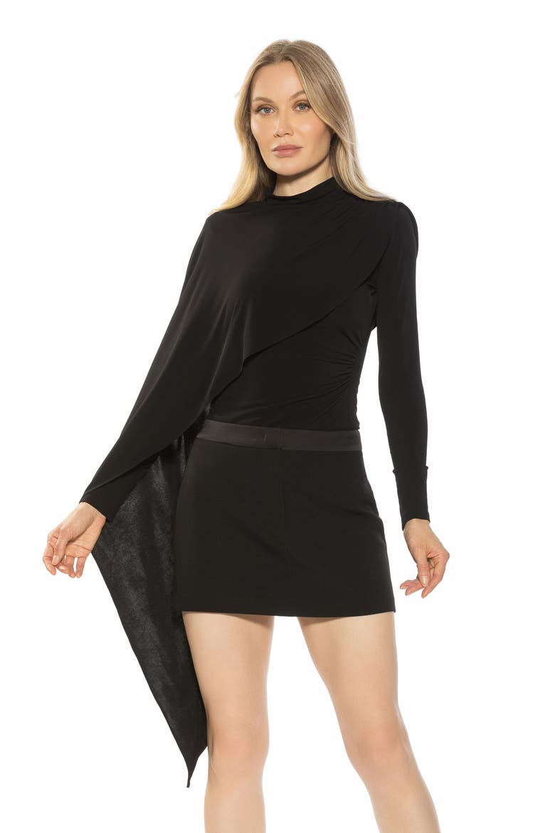 Ivo Drape Cape Jersey Top, Alternate, color, BLACK