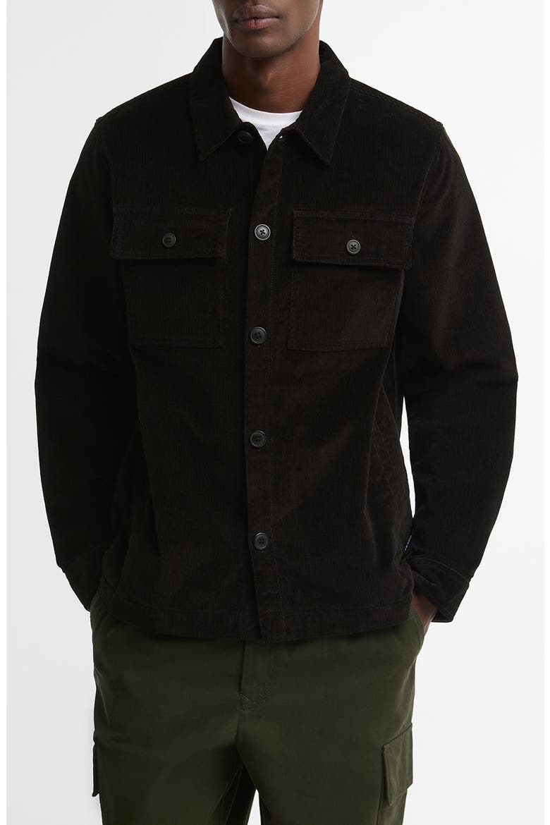 Tartan Trimmed Corduroy Shirt Jacket, Main, color, OLIVE