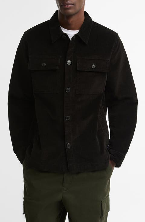 Tartan Trimmed Corduroy Shirt Jacket