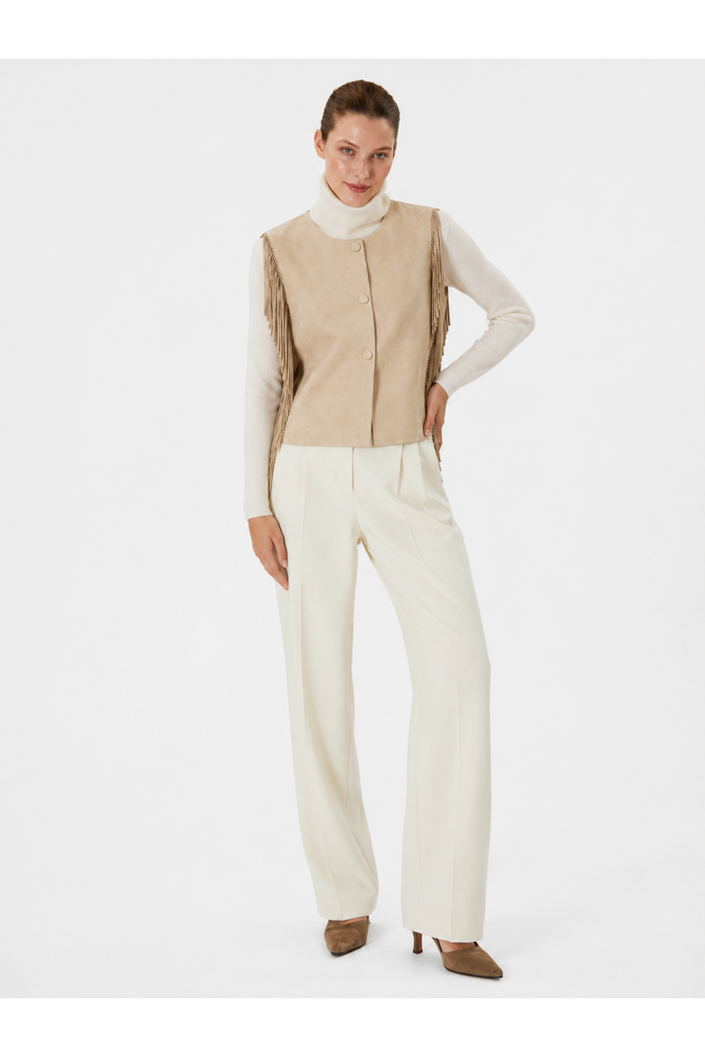 Lipso Fringe Suede Leather Vest, Alternate, color, Beige