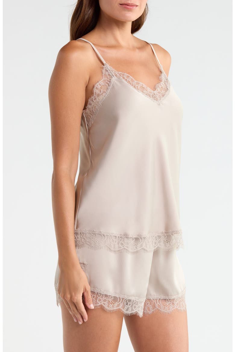 Scalloped Lace Trim Satin Camisole, Alternate, color, BEIGE STRING
