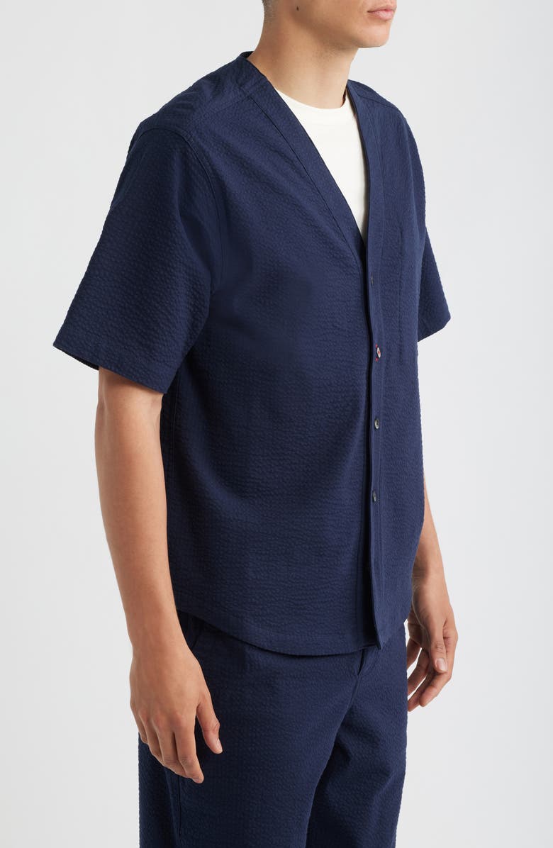 Imperfects Mr. Lynch's Benny Short Sleeve Seersucker Button-Up Jersey, Alternate, color, Dark Navy