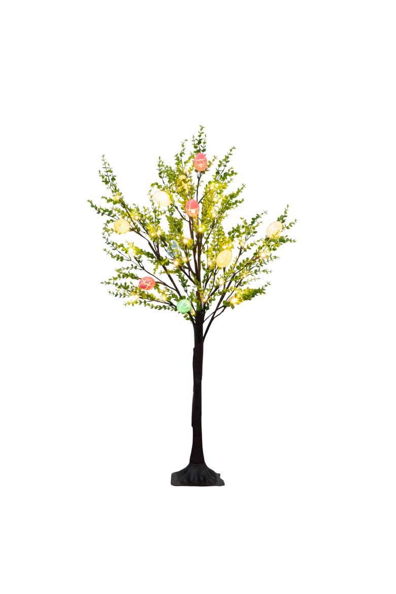 3-ft Pre-Lit Artificial Easter Egg Twig Tree with Greens and 40 Warm White LED Lights, Main, color, Green