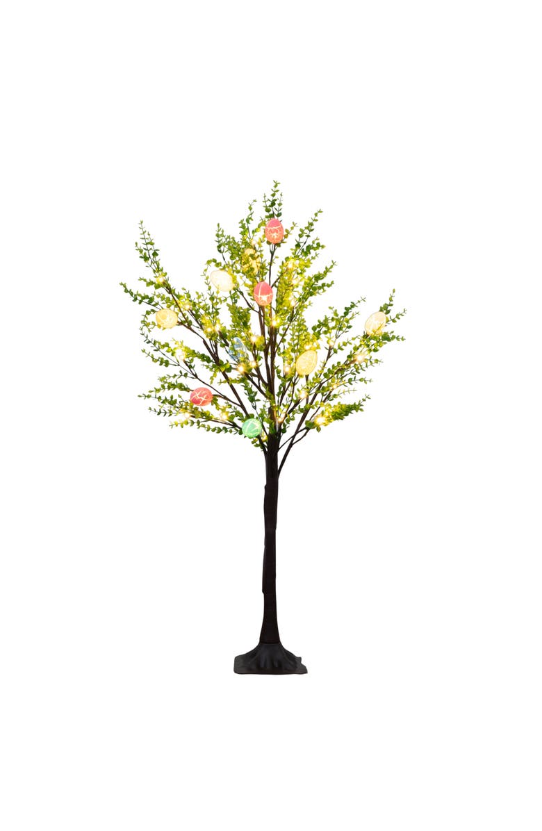 NEARLY NATURAL 3-ft Pre-Lit Artificial Easter Egg Twig Tree with Greens and 40 Warm White LED Lights, Main, color, Green