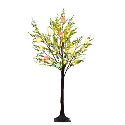 3-ft Pre-Lit Artificial Easter Egg Twig Tree with Greens and 40 Warm White LED Lights