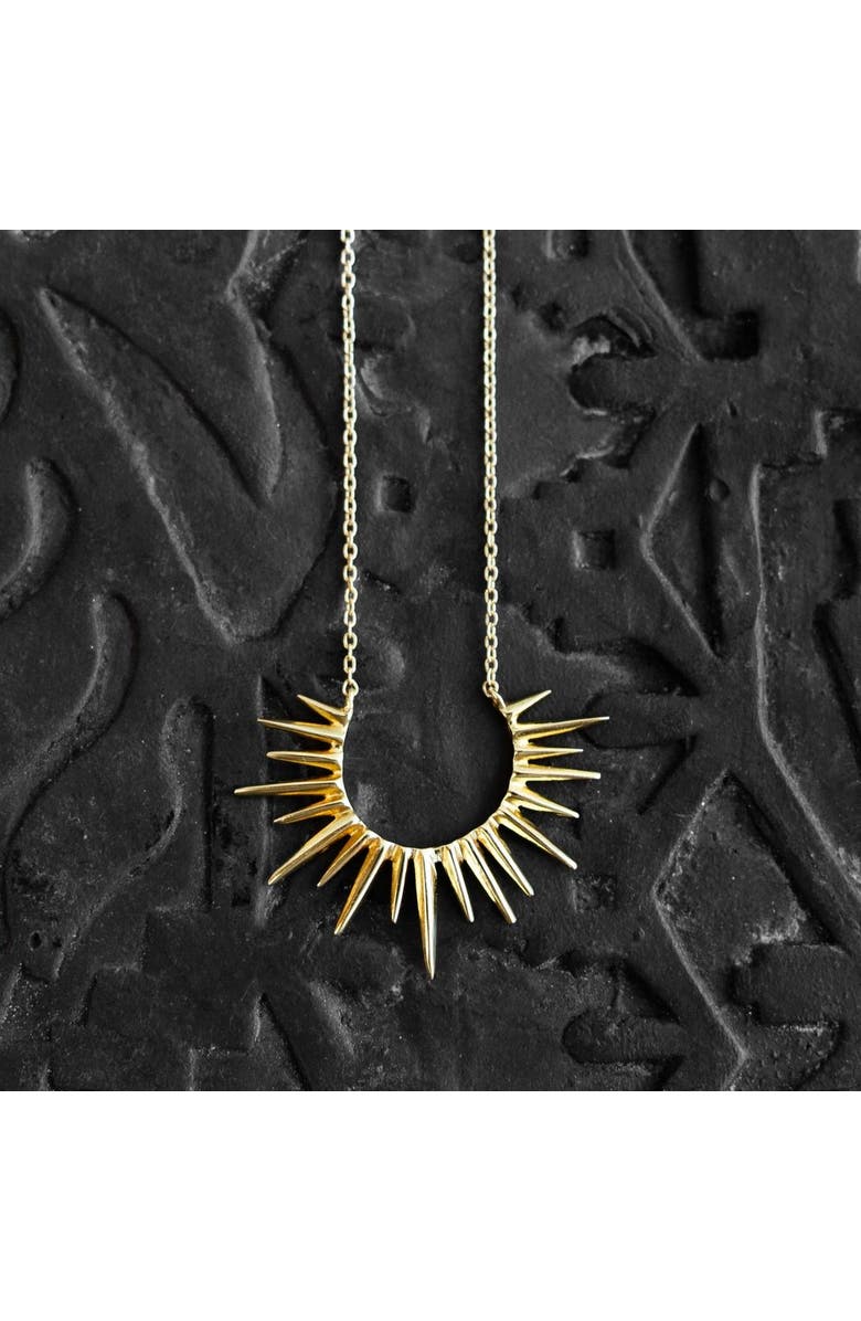 Ten Thousand Villages Kiranon Sunburst Gold Pendant Necklace, Alternate, color, Multi Color