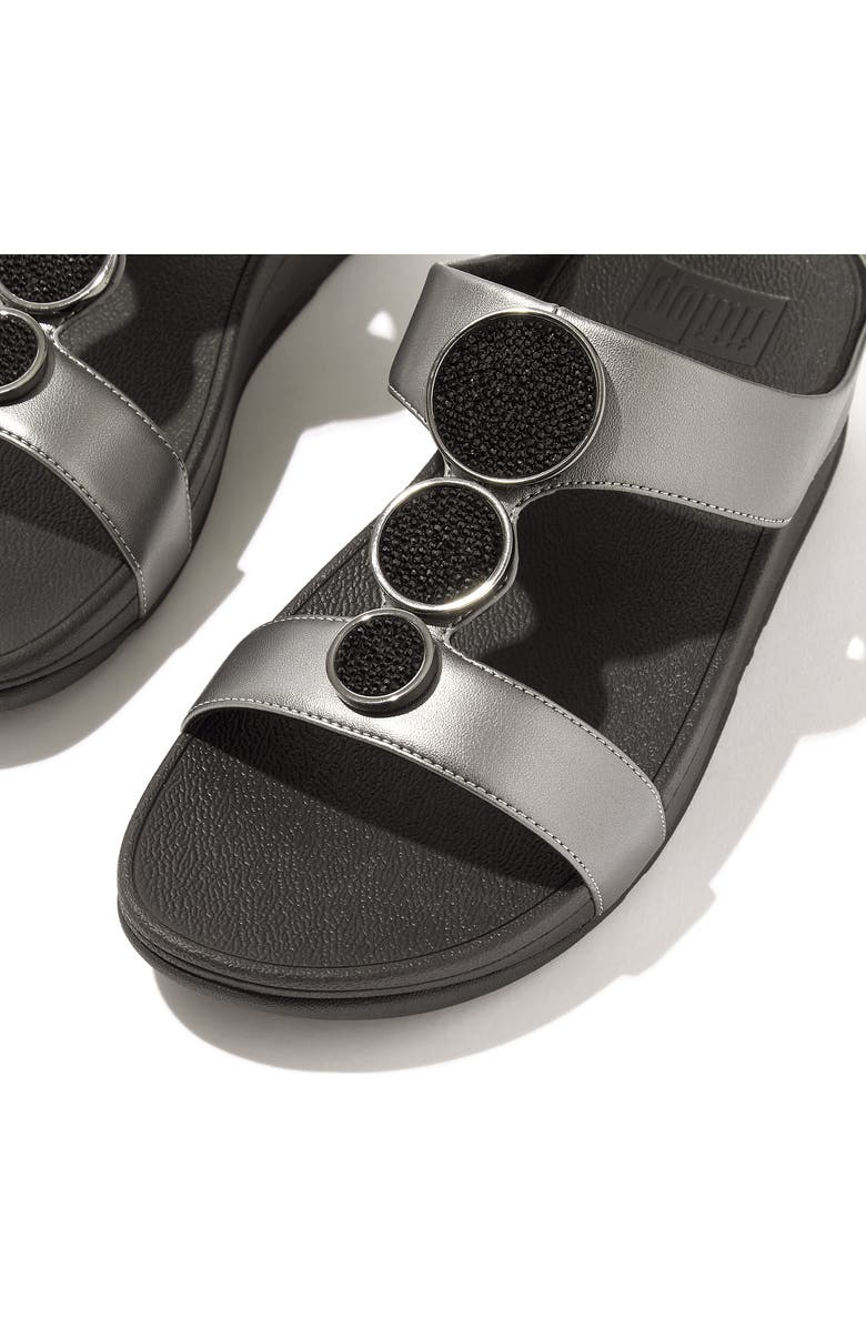 FitFlop Halo Rhinestone Pavé Wedge Sandal, Alternate, color, Pewter Black