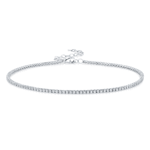 Hollywood Sensation Elegant Cubic Zirconia Choker Tennis Necklace In Silver