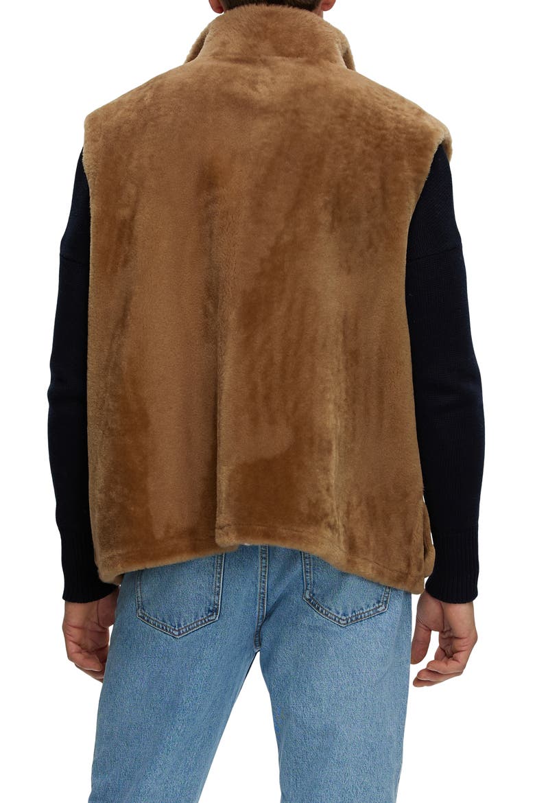 Mens Genuine Shearling Vest, Alternate, color, LIGHT BROWN