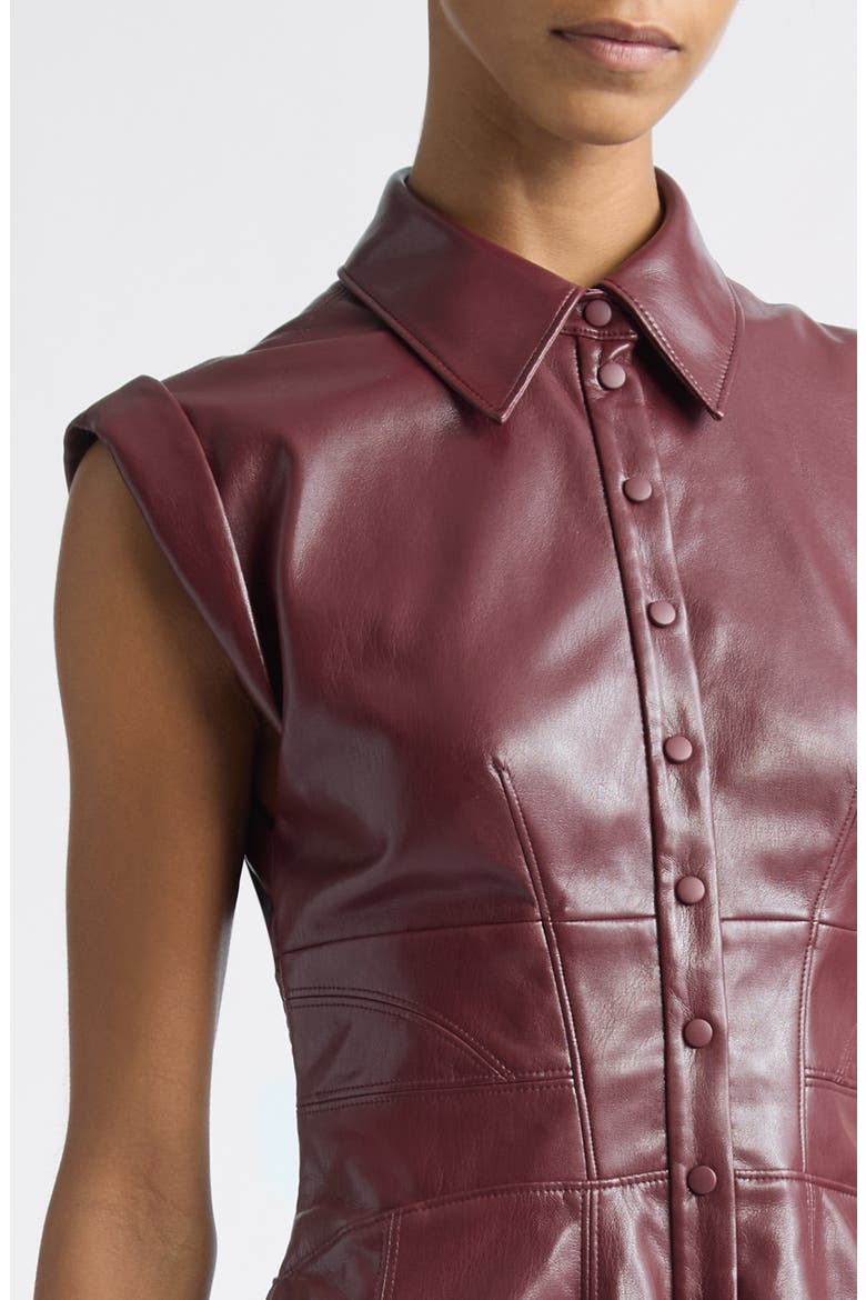 Kim Faux Leather Paneled Minidress, Alternate, color, COGNAC