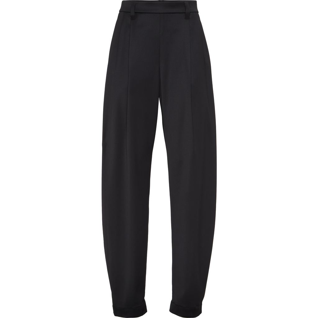 Brunello Cucinelli Satin Slouchy Trousers With Monili In Black