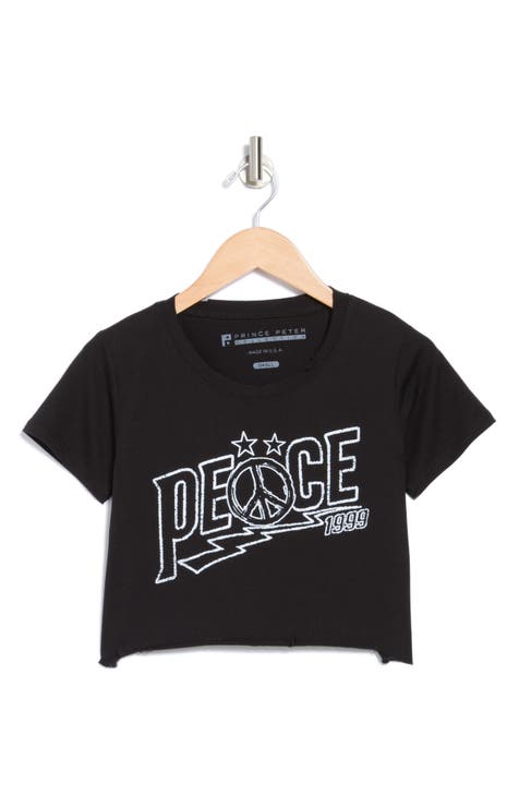 Kids' Peace Crop Cotton Graphic T-Shirt (Big Kid)