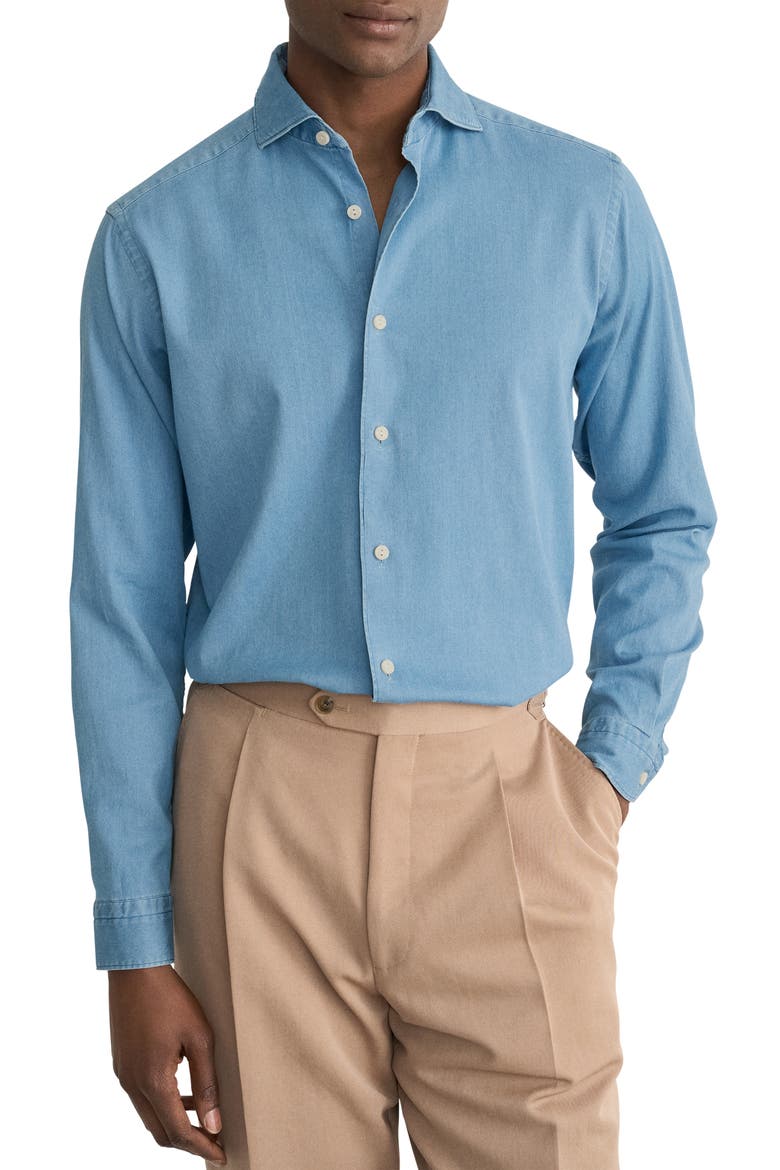 Stretch Denim Shirt, Main, color, MEDIUM BLUE