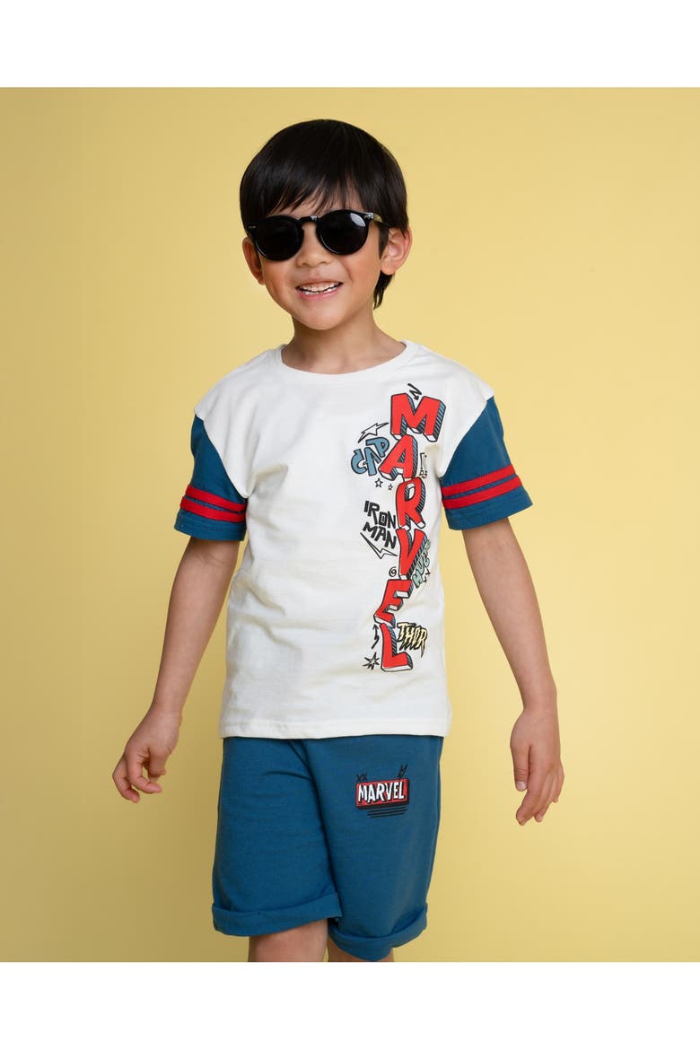 Avengers 2-Piece T-Shirt and Shorts Set, Alternate, color, Avengers Ivory Blue