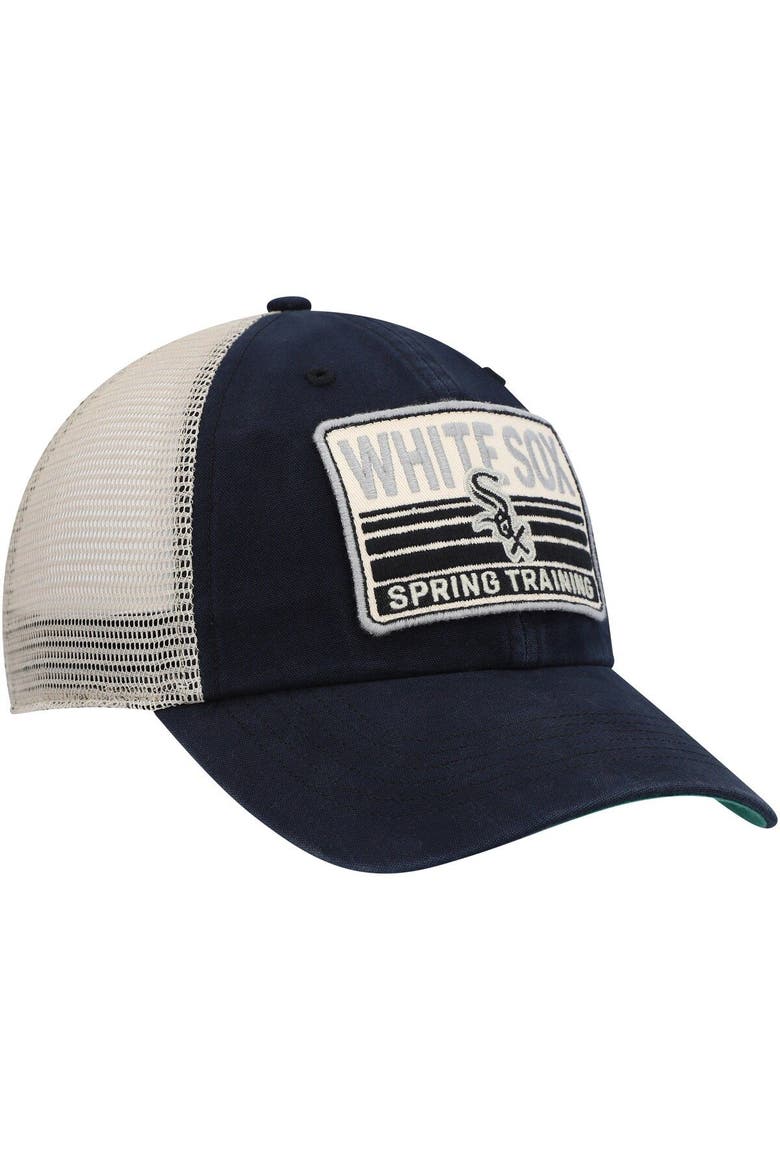 Men's '47 Black/Tan Chicago White Sox Four Stroke Clean Up Trucker Snapback Hat, Alternate, color, Black