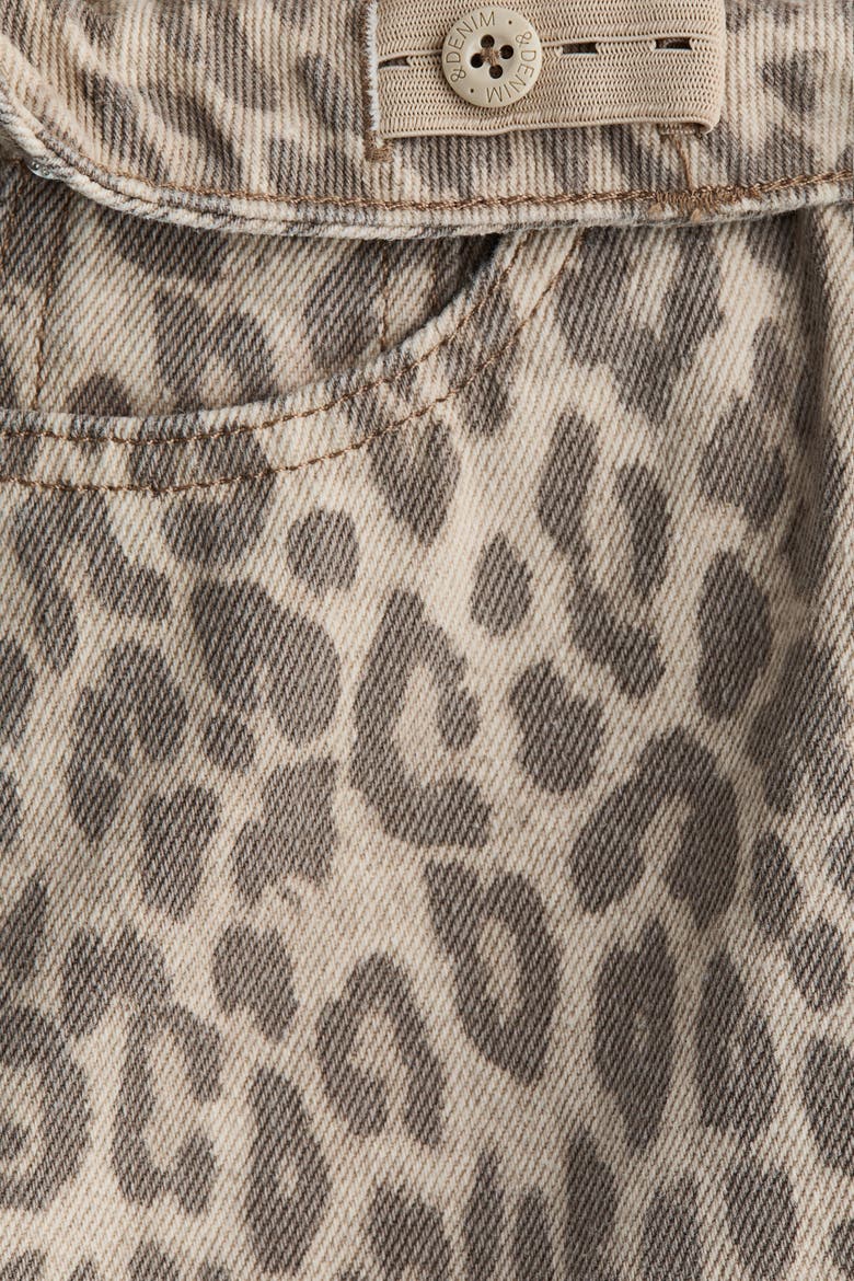 Wide Leg Low Jeans, Alternate, color, Light beige/leopard print