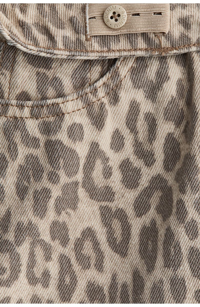 H&M Wide Leg Low Jeans, Alternate, color, Light Beige/Leopard Print