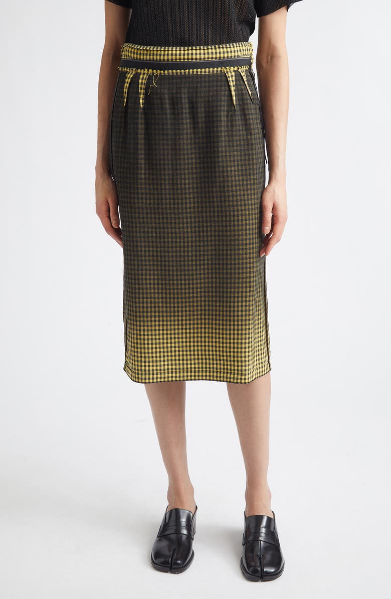 Maison Margiela Check Deconstructed Skirt, Main, color, Yellow/ Black