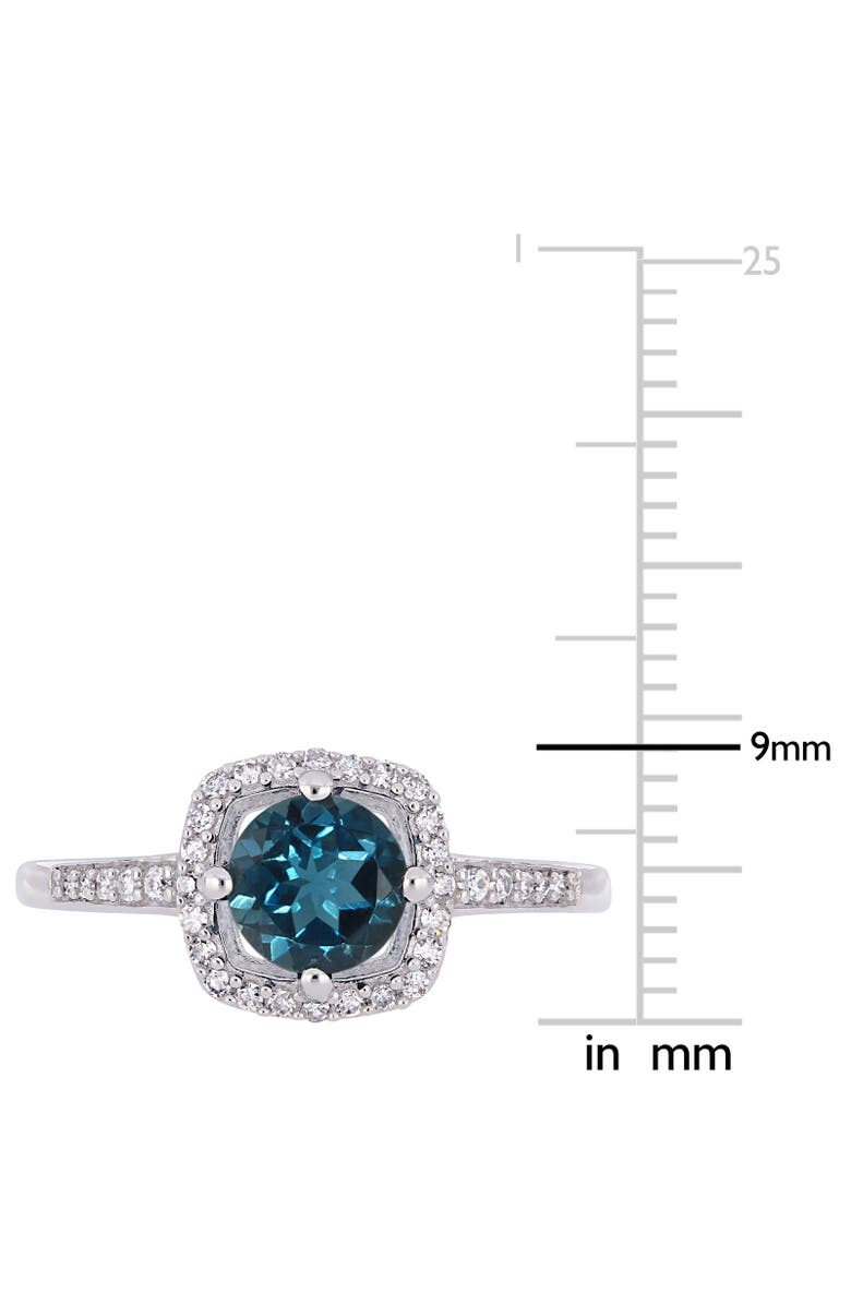 Julianna B. Blue Topaz & Diamond Halo Ring 10k, Alternate, color, Topaz