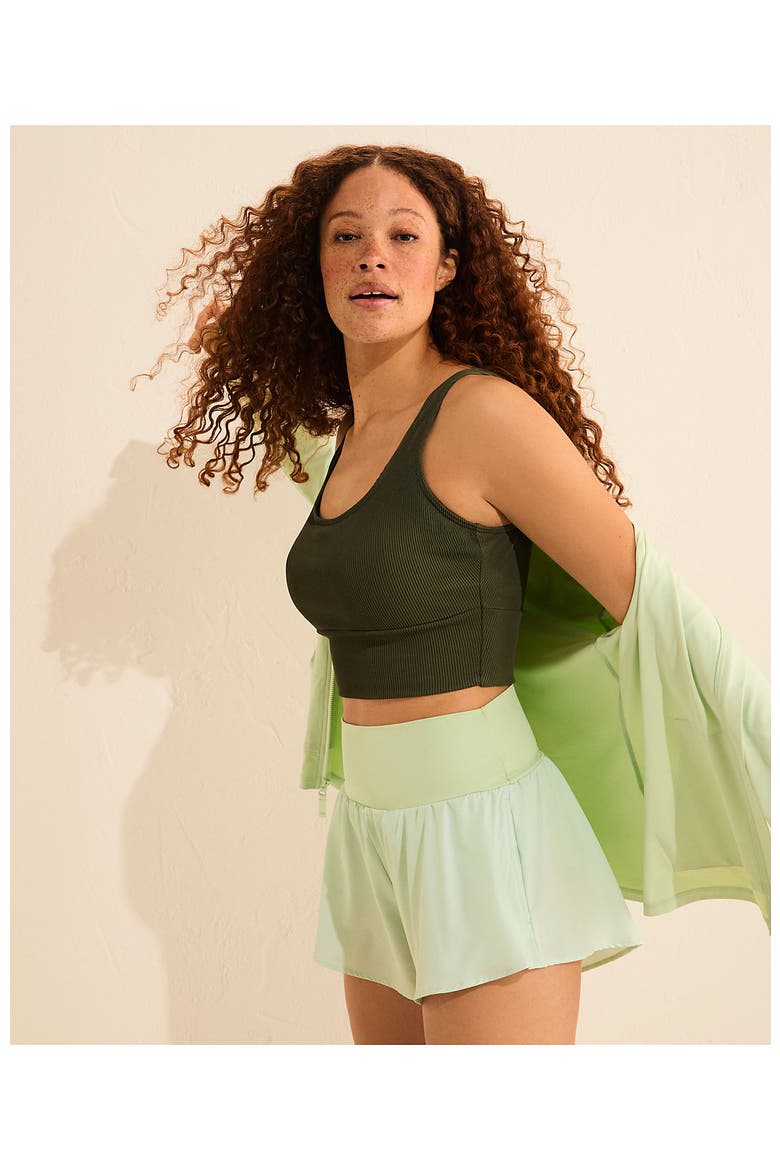 Tugless Tankini Top and High Waisted Bottom Swimsuit Set, Alternate, color, Rich Olive Green Ottoman