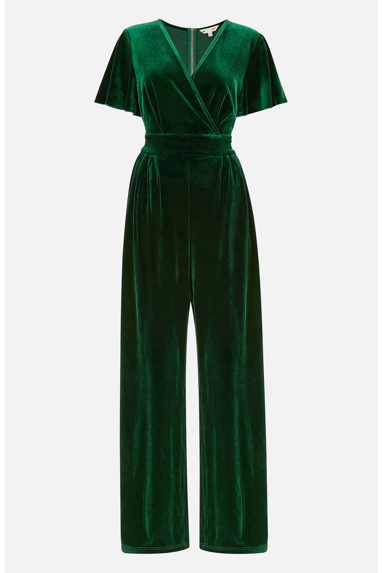Angel Sleeve Velvet Jumpsuit, Alternate, color, Green