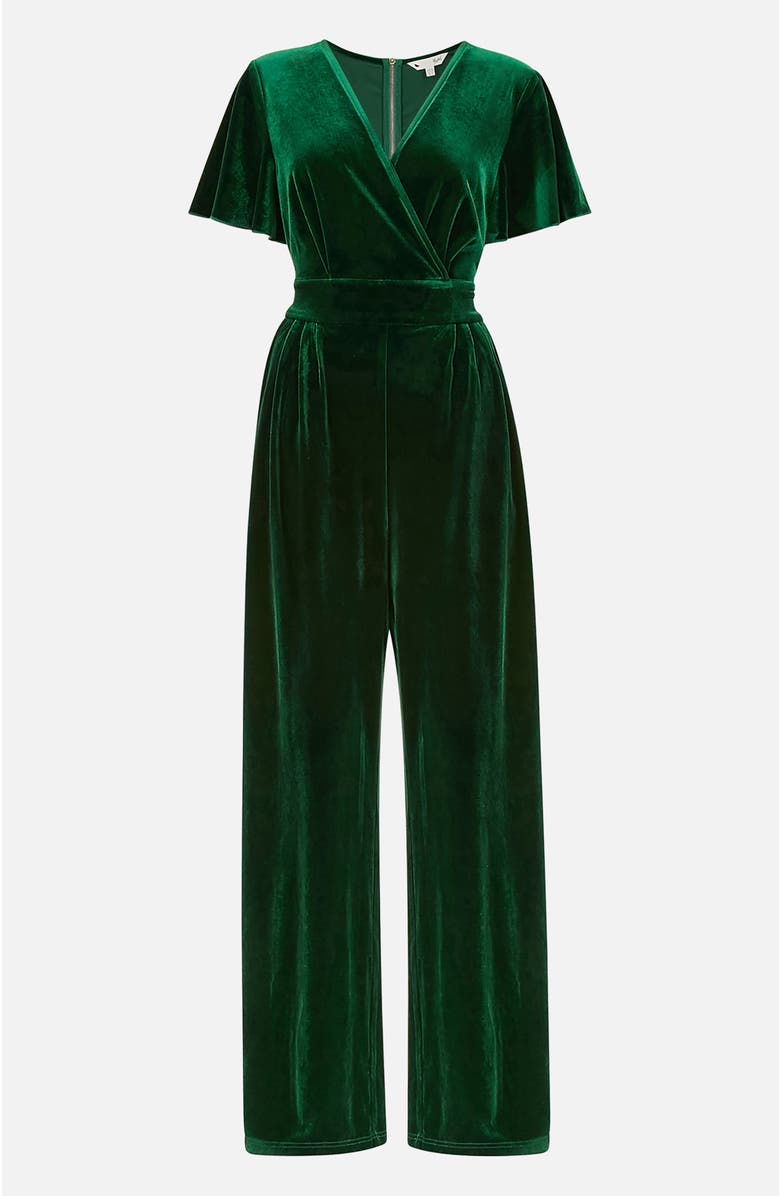 Yumi Angel Sleeve Velvet Jumpsuit, Alternate, color, Green