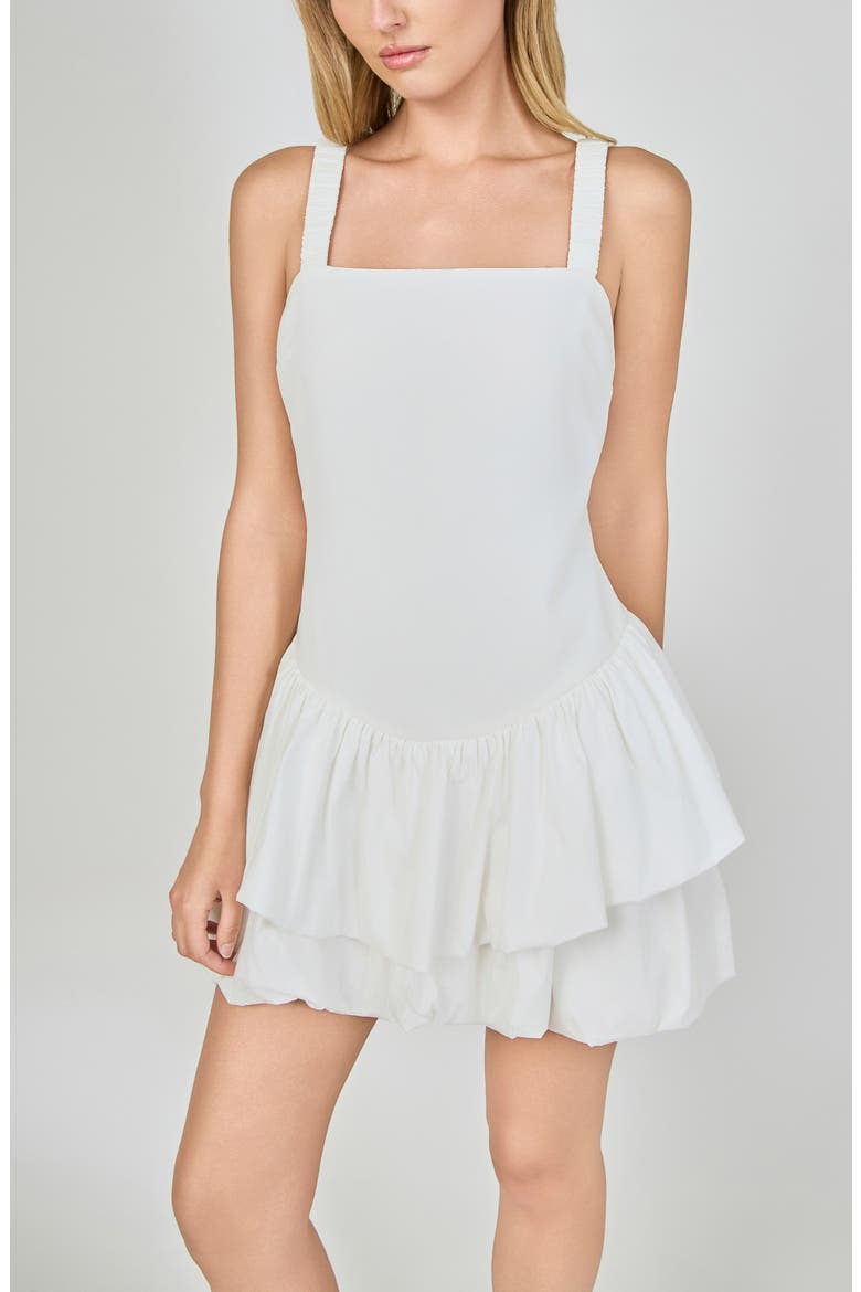 Tiered Bubble Hem Sleeveless Minidress, Alternate, color, IVORY