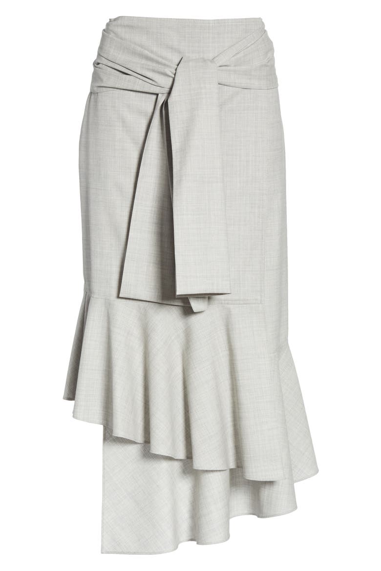 Ruffled Suiting Skirt, Alternate, color, GREY MELANGE