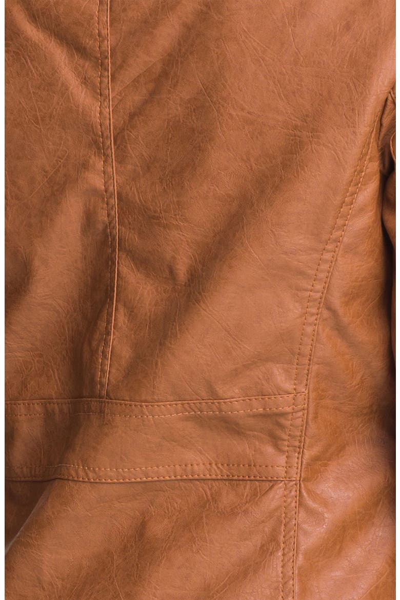 Collarless Faux Leather Scuba Jacket, Alternate, color, CANYON