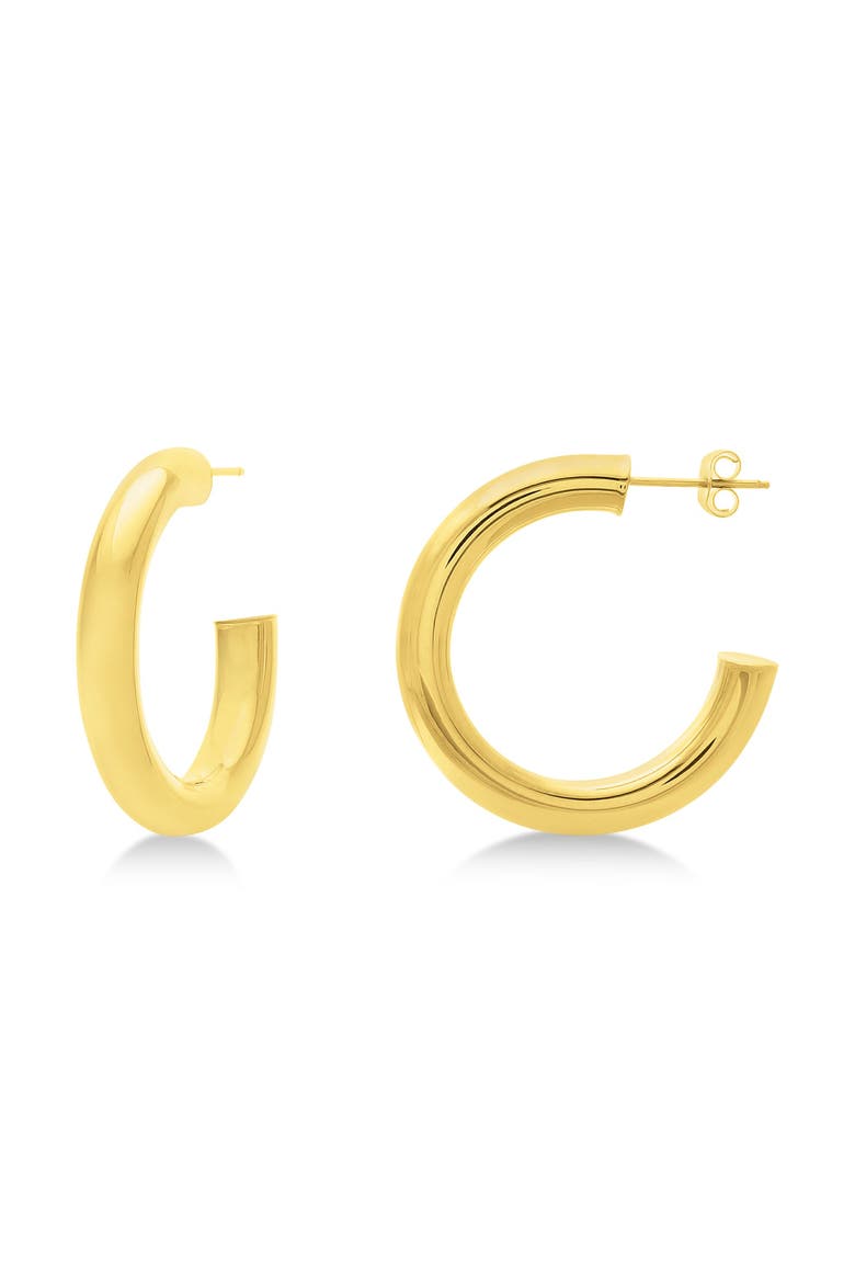 Medium Open Hoop Earrings 14k, Main, color, Yellow Gold