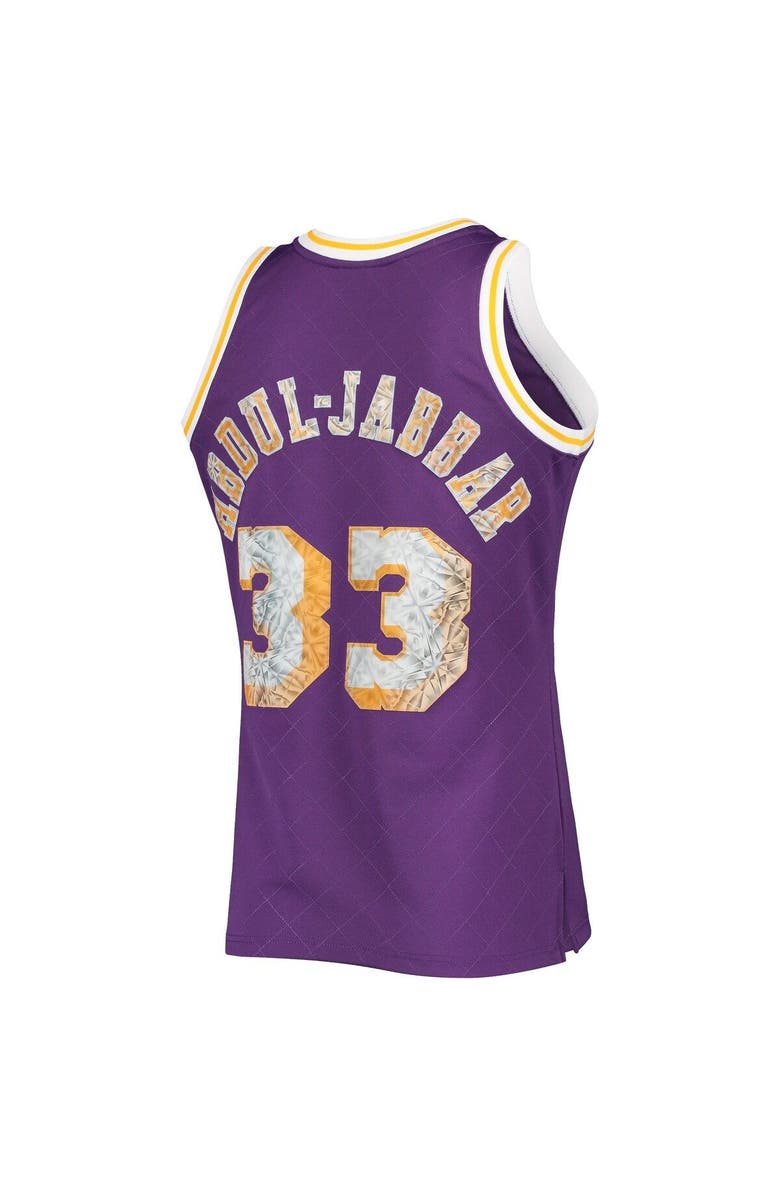 Mitchell & Ness Men's Mitchell & Ness Kareem Abdul-Jabbar Purple Los Angeles Lakers 1996-97 Hardwood Classics NBA 75th Anniversary Diamond Swingman Jersey, Alternate, color, 