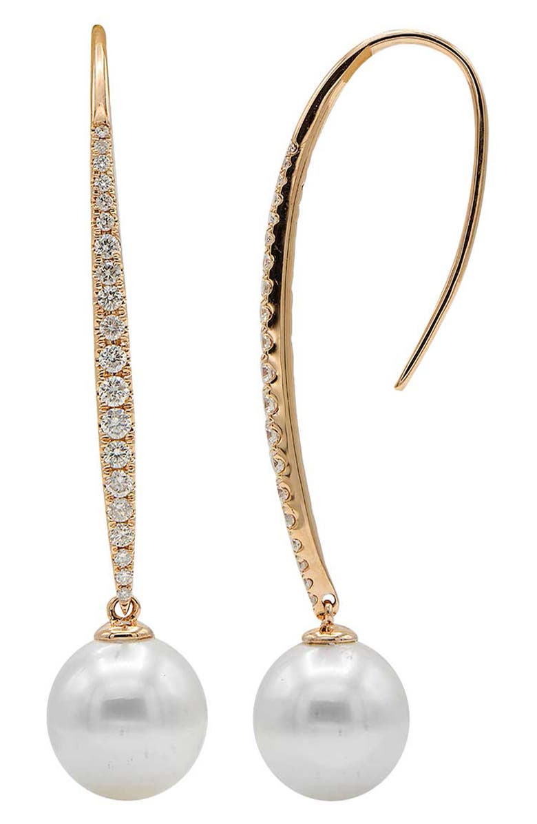 House of Frosted Kaylee Freshwater Pearl & Diamond Drop Earrings - 0.57ct., Main, color, 
