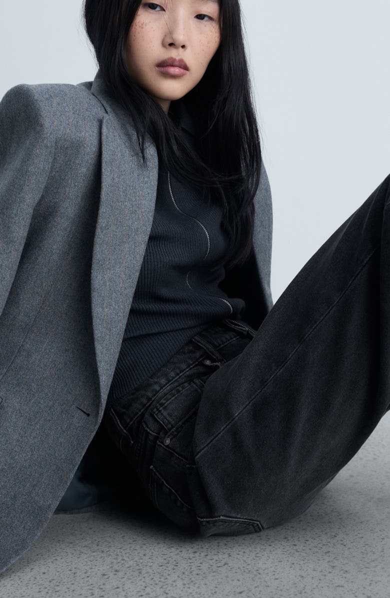 MANGO High Waist Straight Leg Jeans, Alternate, color, Black Denim