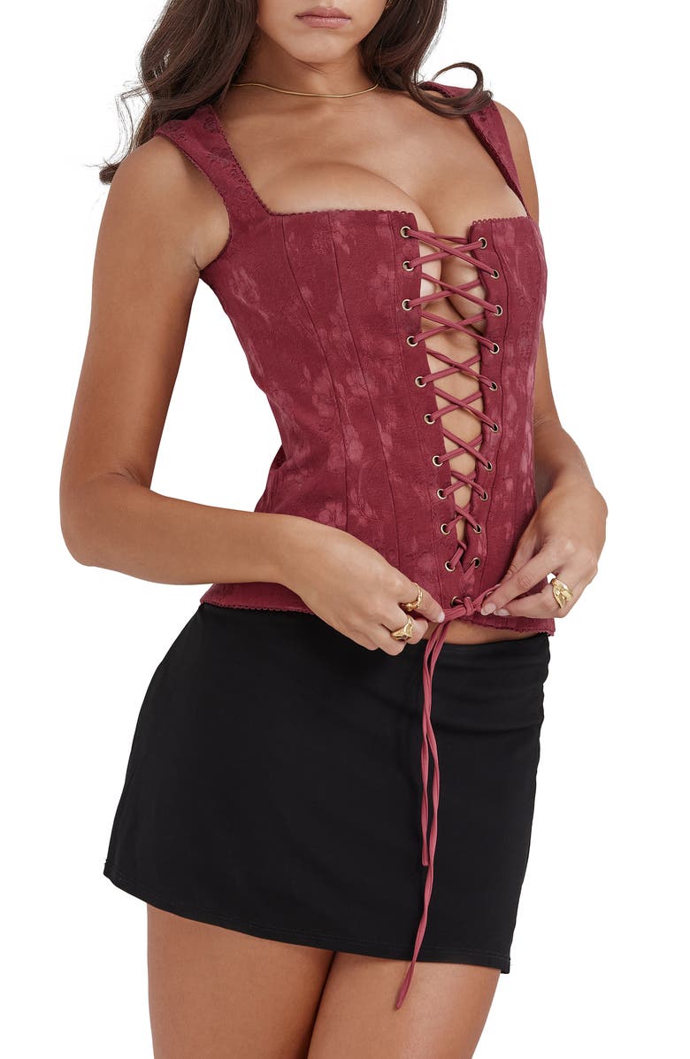 HOUSE OF CB Parisa Lace-Up Corset Top, Alternate, color, 