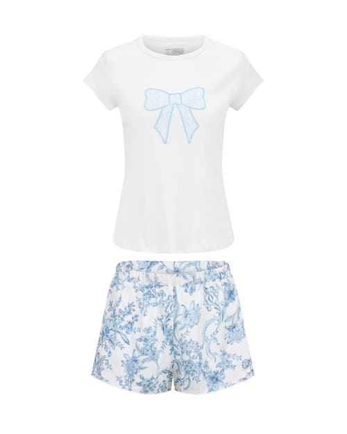 Adore Me Kassie Short Sleeve T-shirt & Shorts Set In Floral Blue