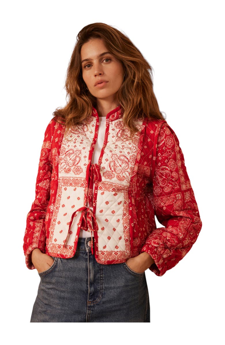 MINT VELVET Quilted Print Jacket, Main, color, Red
