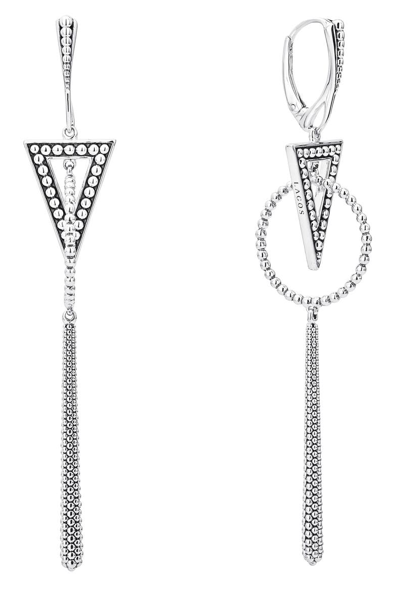 Signature Caviar Triangle & Circle Drop Earrings, Alternate, color, SILVER