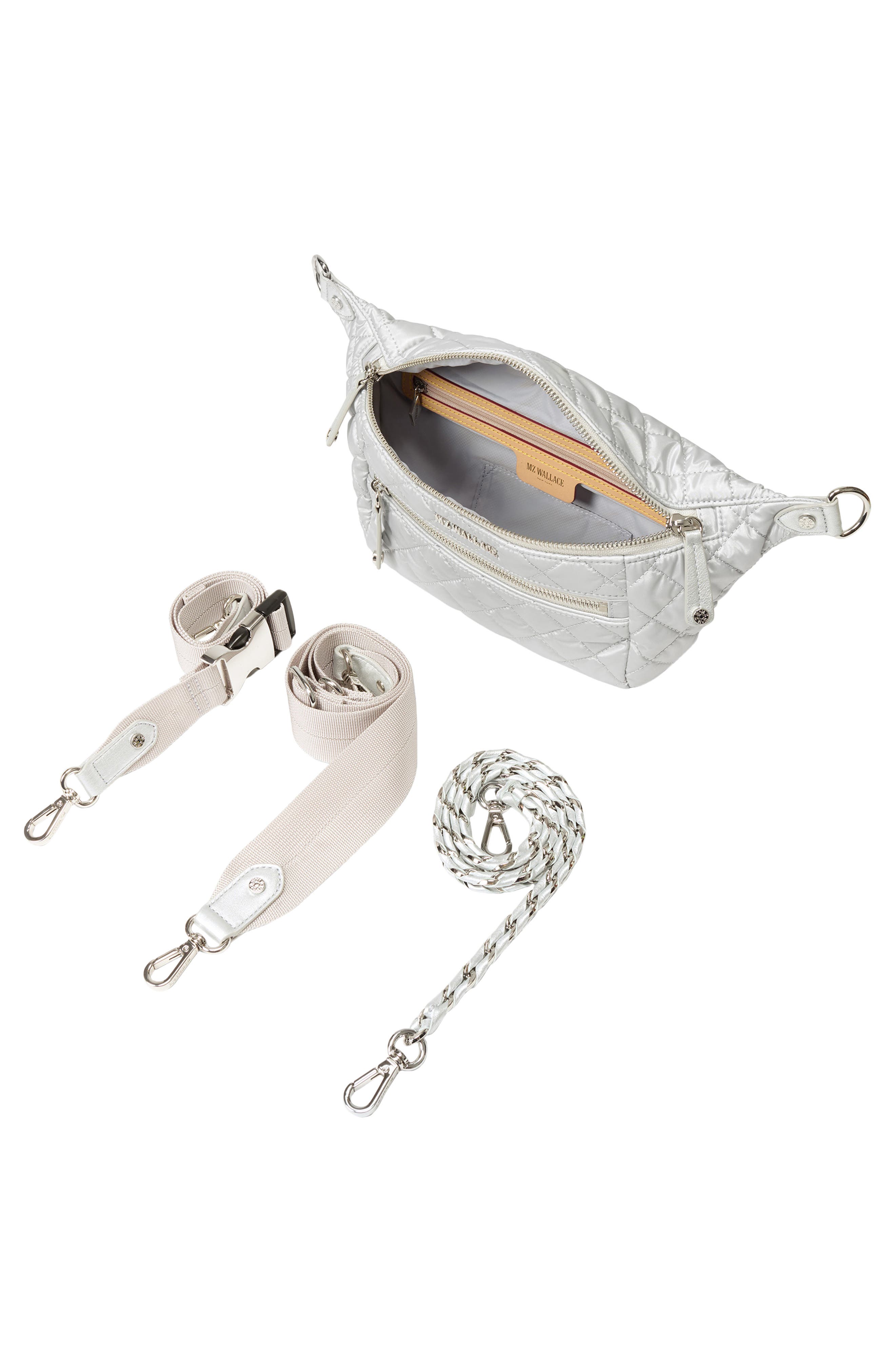 Small Crosby Quilted Nylon Convertible Sling Bag, Alternate, color, OYSTER METALLIC