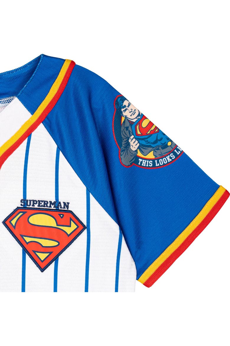 Justice League Superman Baseball Jersey, Alternate, color, Superman Blue White