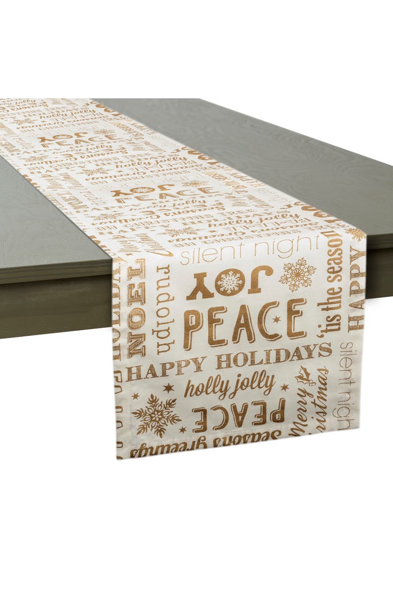 Gold Christmas Collage Table Runner, Alternate, color, Gold