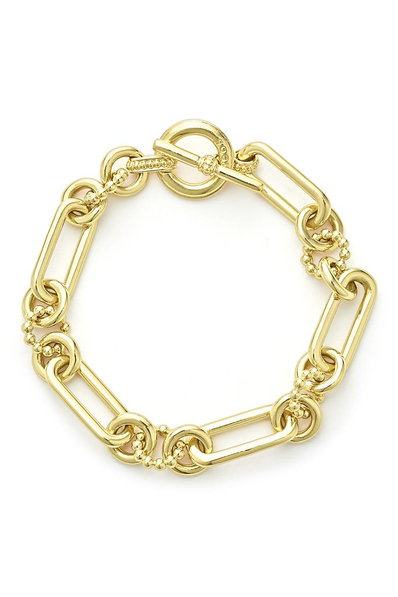 Signature Caviar Fluted Link Toggle Bracelet, Alternate, color, GOLD