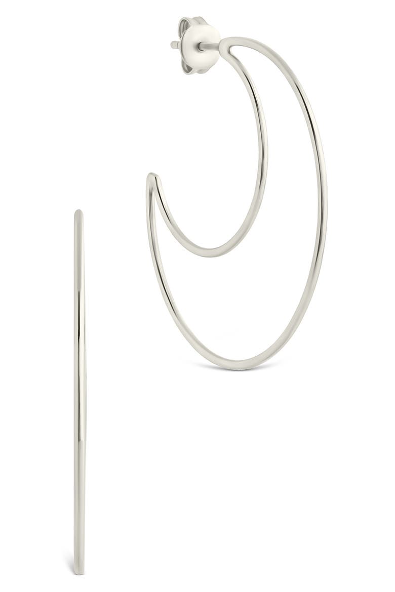 Laura Crescent Hoop Earrings, Main, color, SILVER