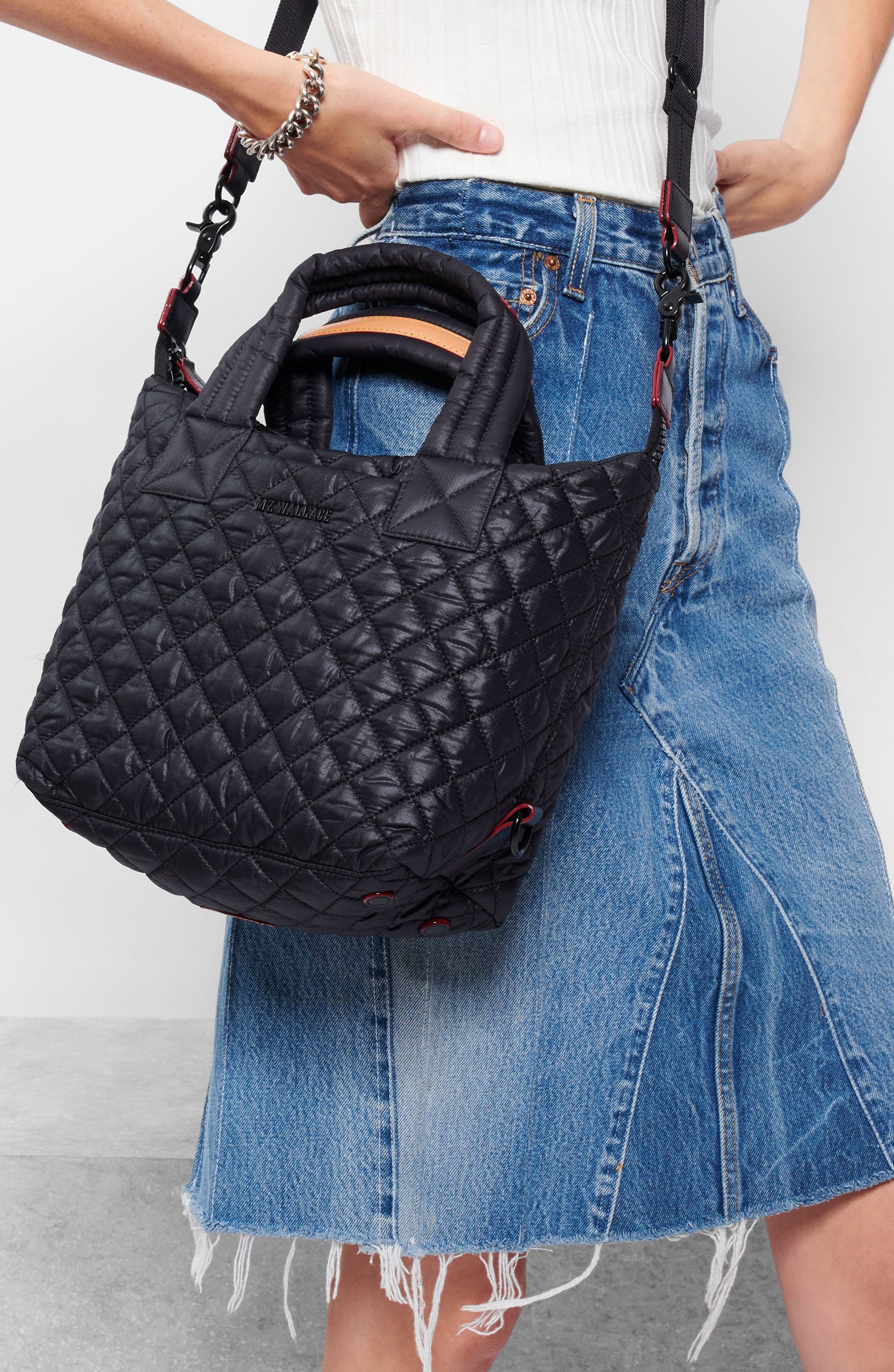 MZ Wallace Small Sutton Deluxe Quilted Crossbody Bag, Alternate, color, Black