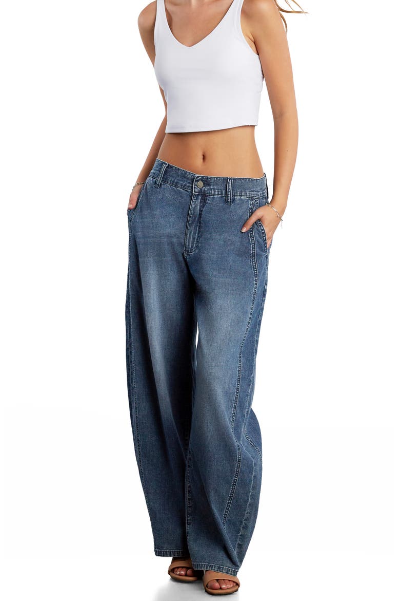 Sweetheart Barrel Leg Jeans, Alternate, color, SHINE BLUE