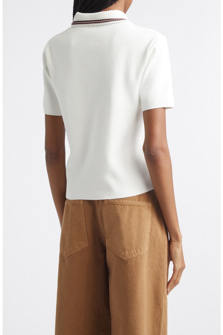 Knit Collar Cotton Polo, Alternate, color, WHITE