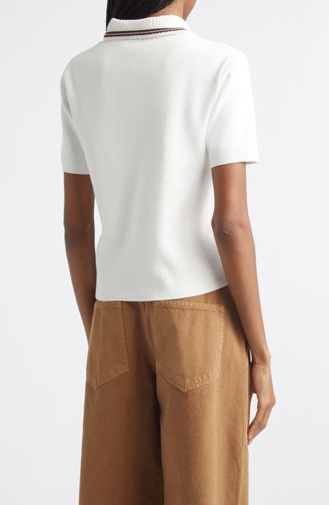 Knit Collar Cotton Polo
