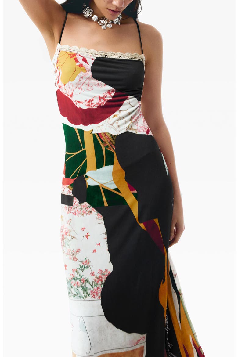 Patchwork Print Knit Maxi Dress, Alternate, color, BLACK