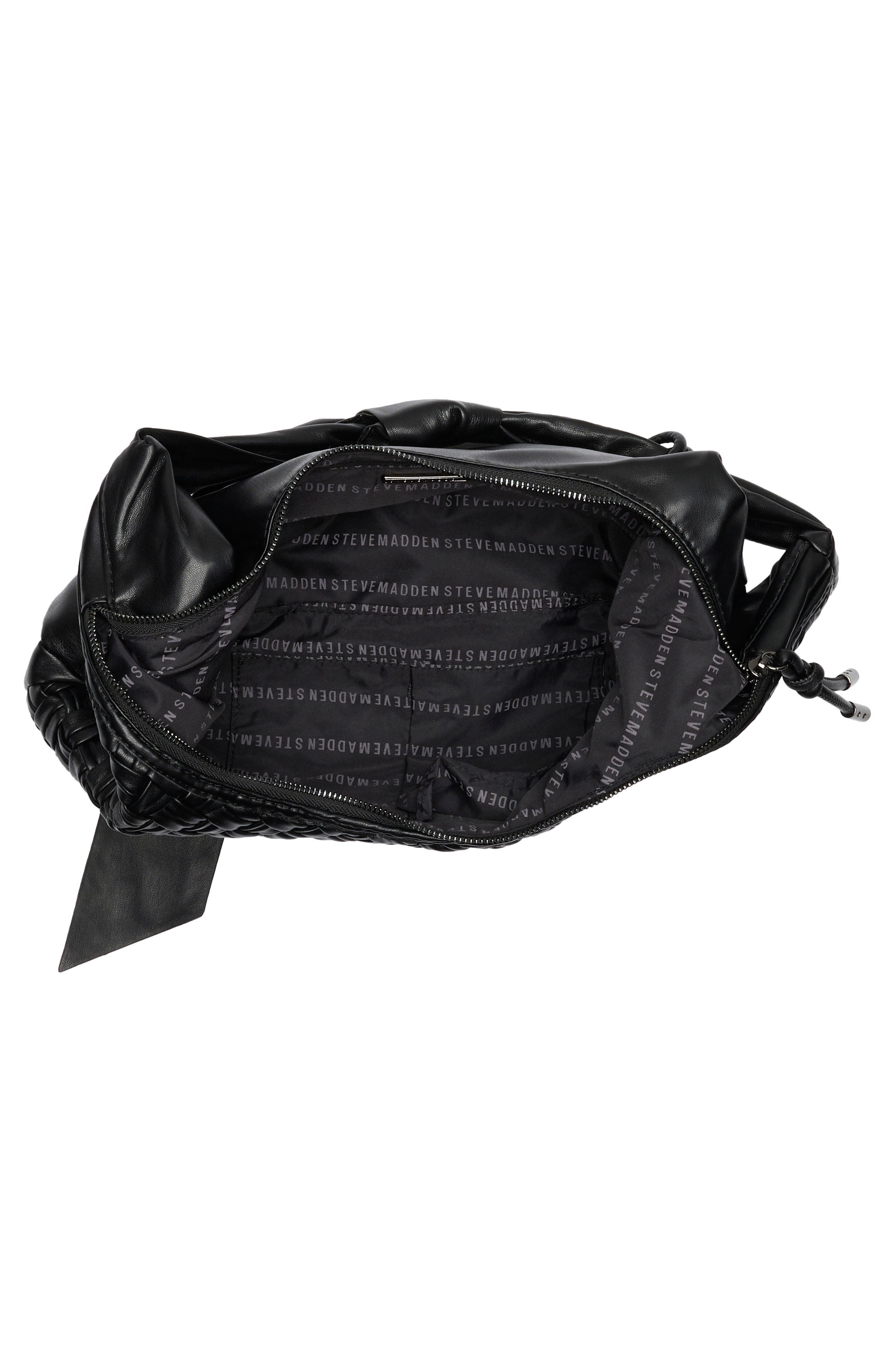 Steve Madden Ginger Woven Shoulder Bag, Alternate, color, Black