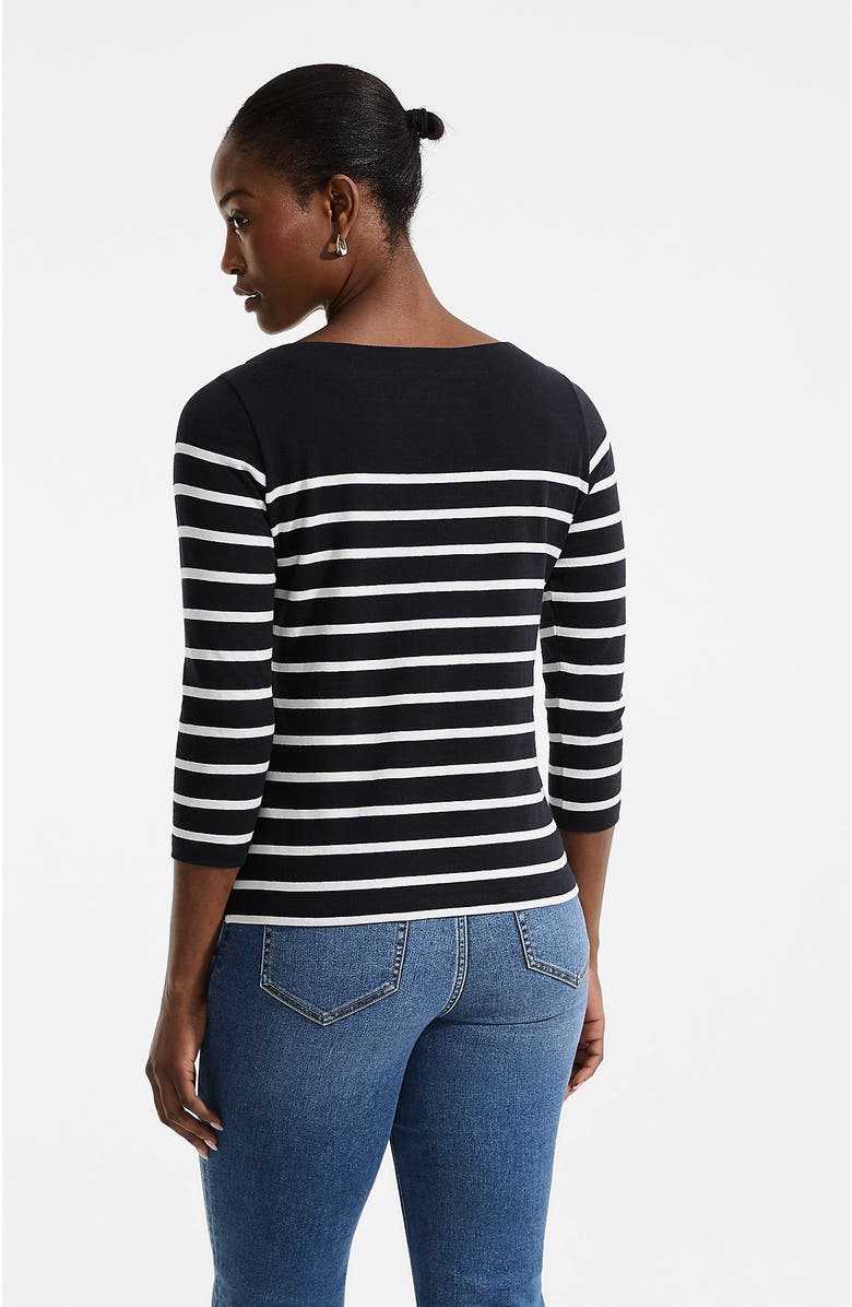 Lands' End Mariner Jersey Boatneck Top, Alternate, color, Black Stripes